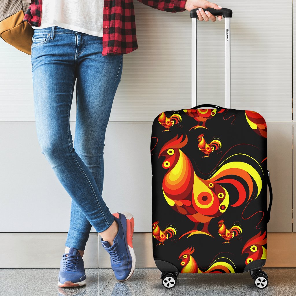 Rooster Print Themed Luggage Cover Protector