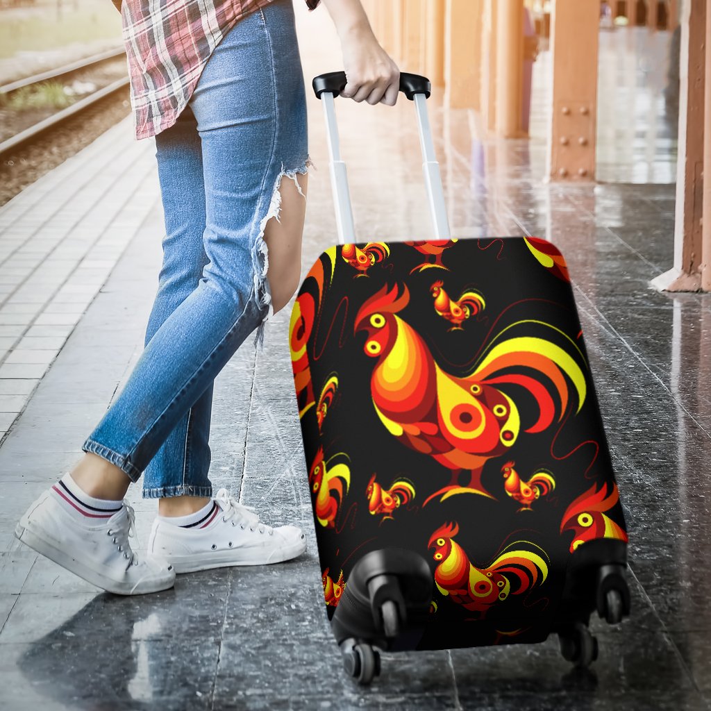 Rooster Print Themed Luggage Cover Protector