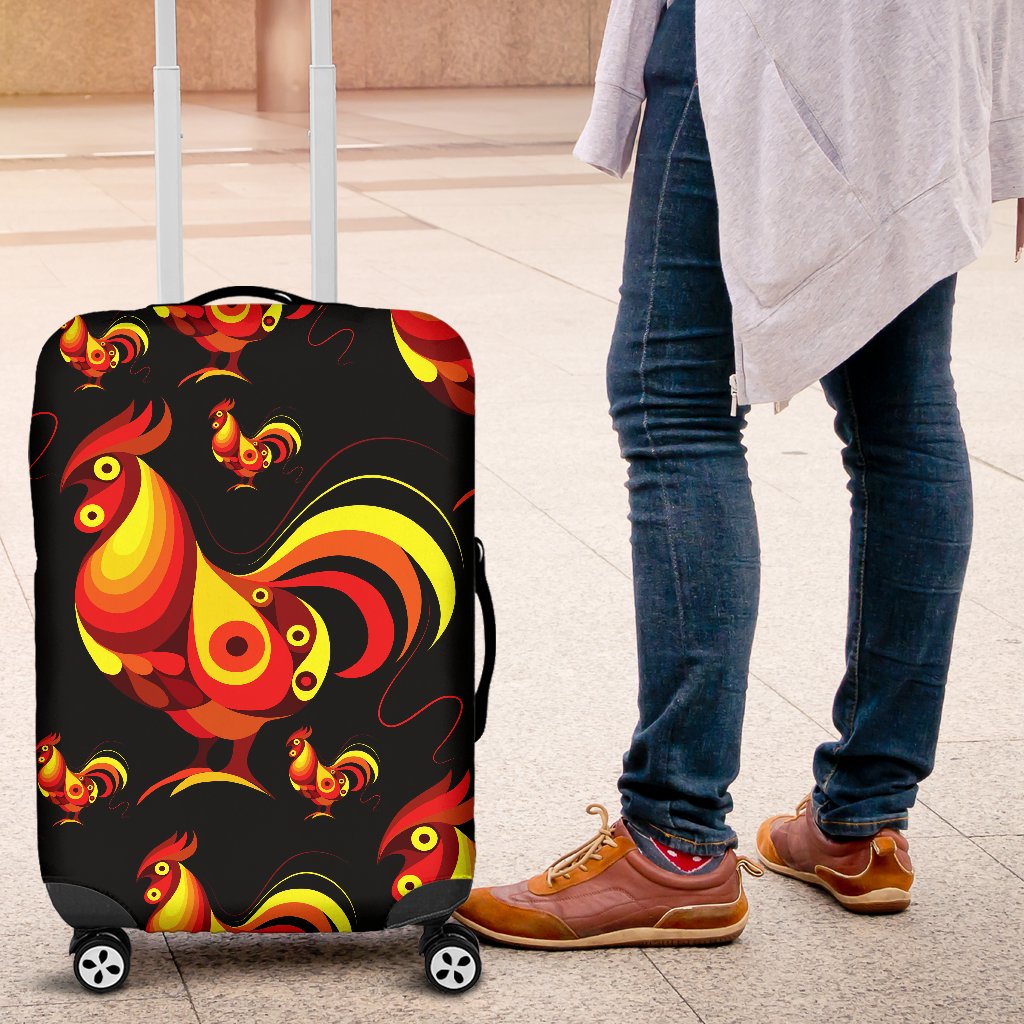 Rooster Print Themed Luggage Cover Protector