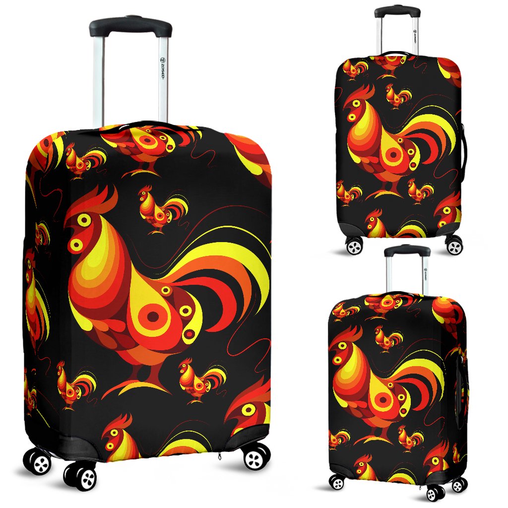 Rooster Print Themed Luggage Cover Protector