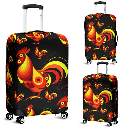 Rooster Print Themed Luggage Cover Protector