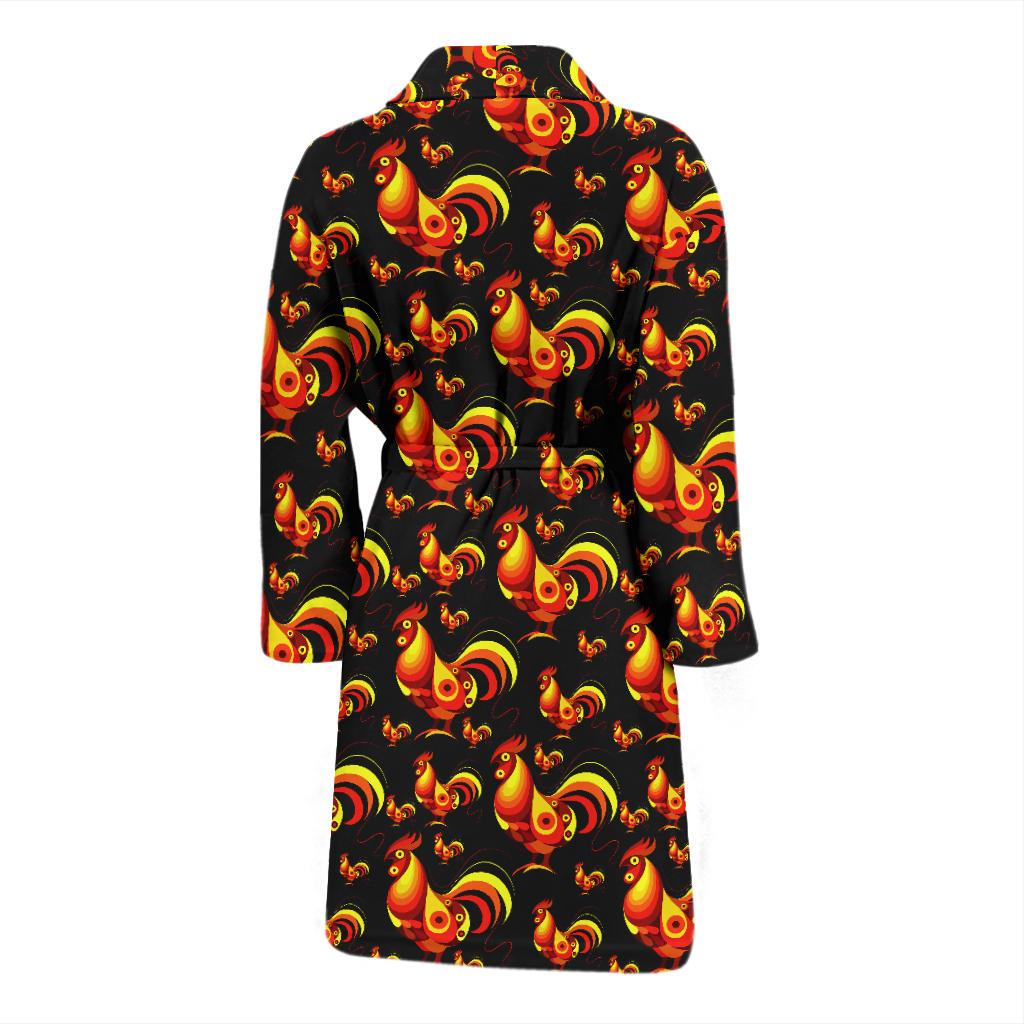 Rooster Print Themed Men Bath Robe-JTAMIGO.COM