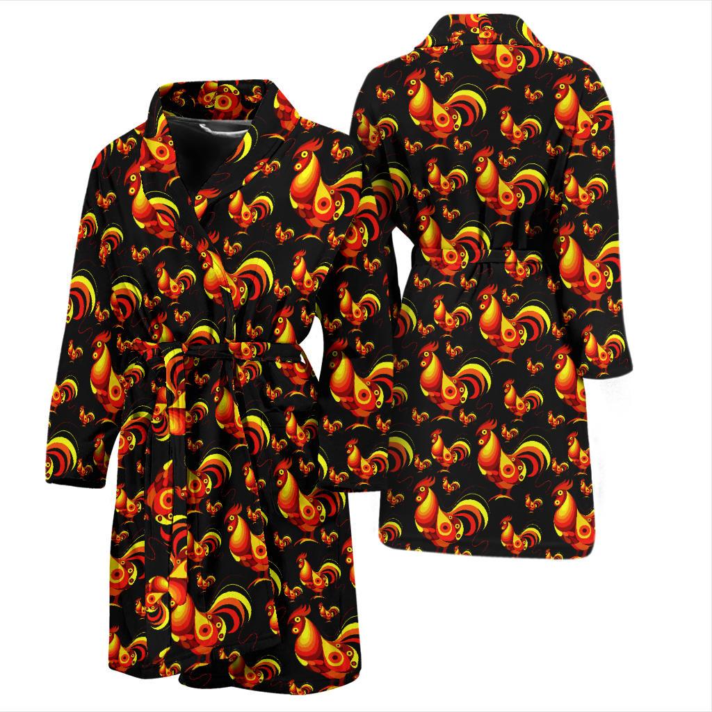Rooster Print Themed Men Bath Robe-JTAMIGO.COM