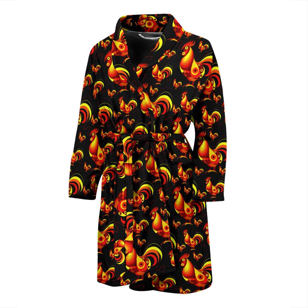Rooster Print Themed Men Bath Robe-JTAMIGO.COM