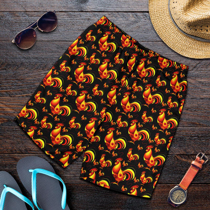 Rooster Print Themed Mens Shorts-JTAMIGO.COM