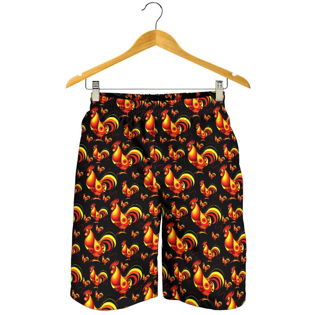 Rooster Print Themed Mens Shorts-JTAMIGO.COM