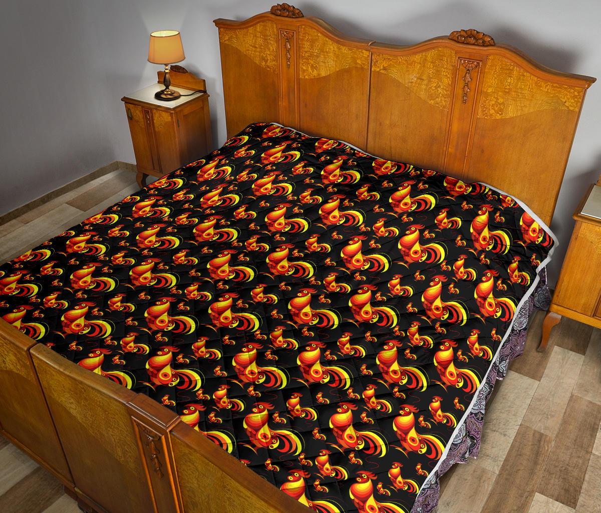 Rooster Print Themed Premium Quilt-JTAMIGO.COM