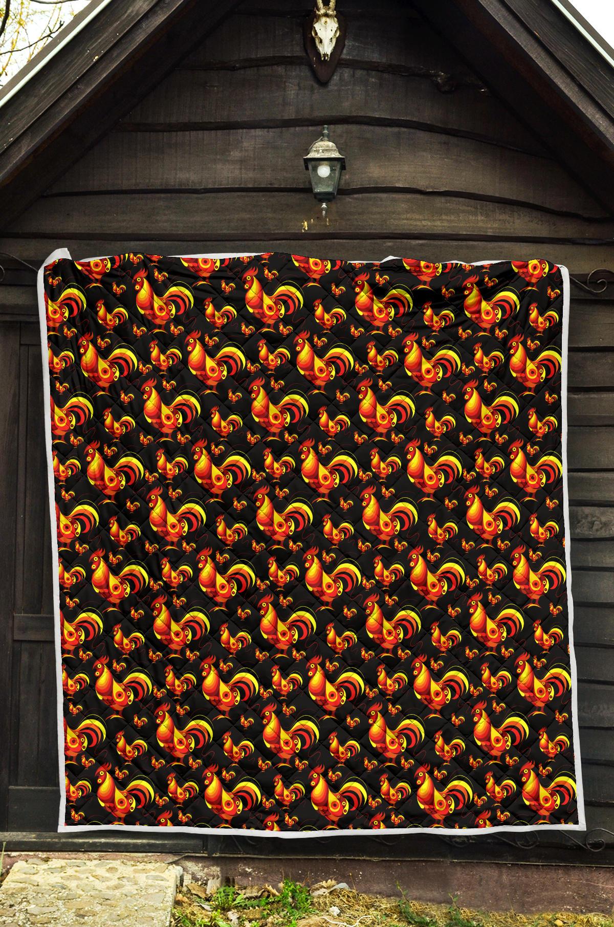 Rooster Print Themed Premium Quilt-JTAMIGO.COM