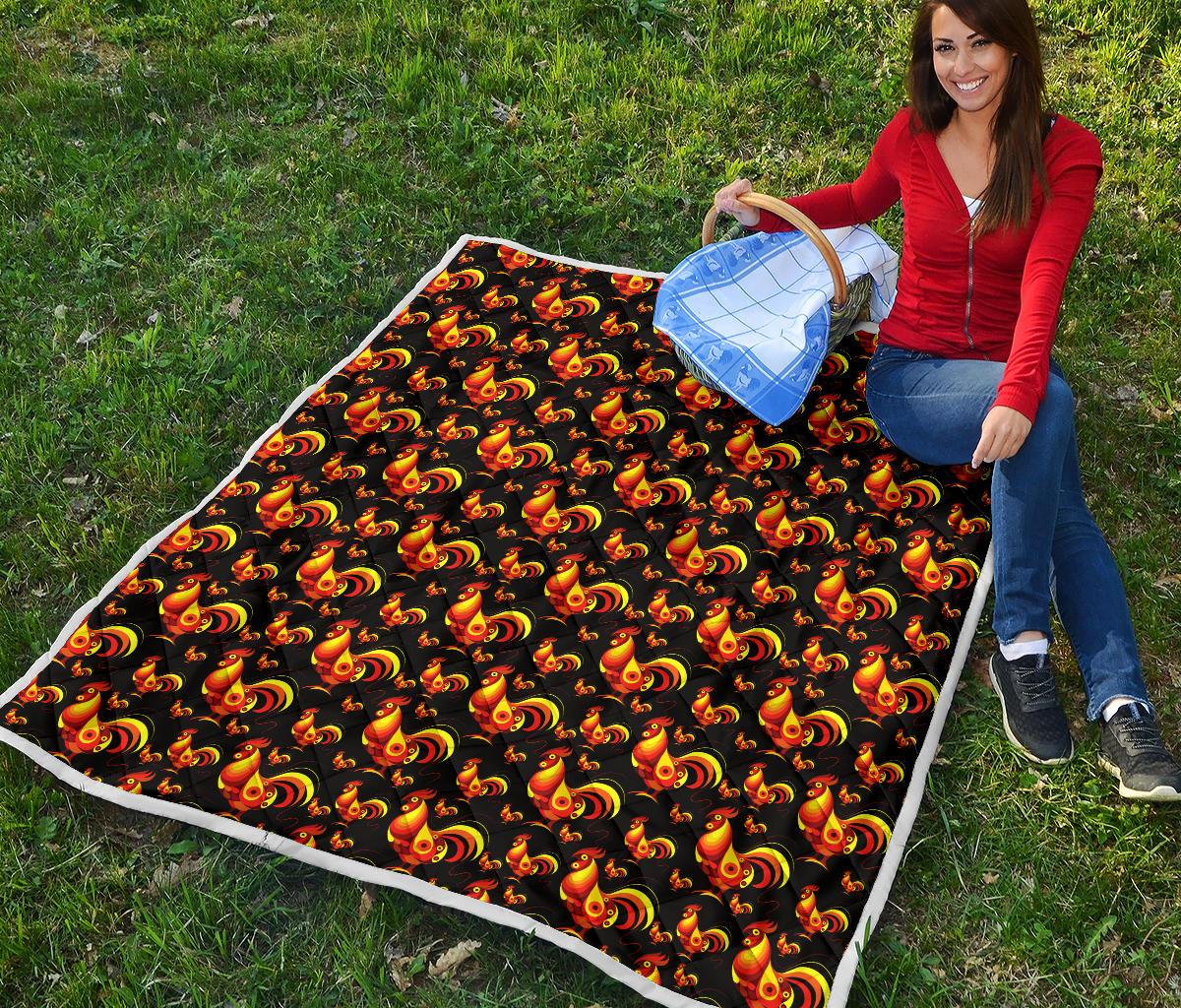 Rooster Print Themed Premium Quilt-JTAMIGO.COM