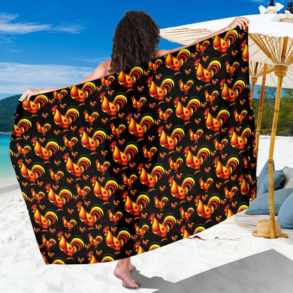Rooster Print Themed Sarong Pareo Wrap
