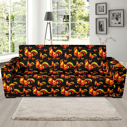 Rooster Print Themed Sofa Slipcover-JTAMIGO.COM