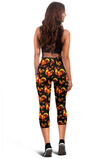 Rooster Print Themed Women Capris