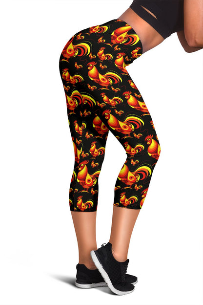 Rooster Print Themed Women Capris