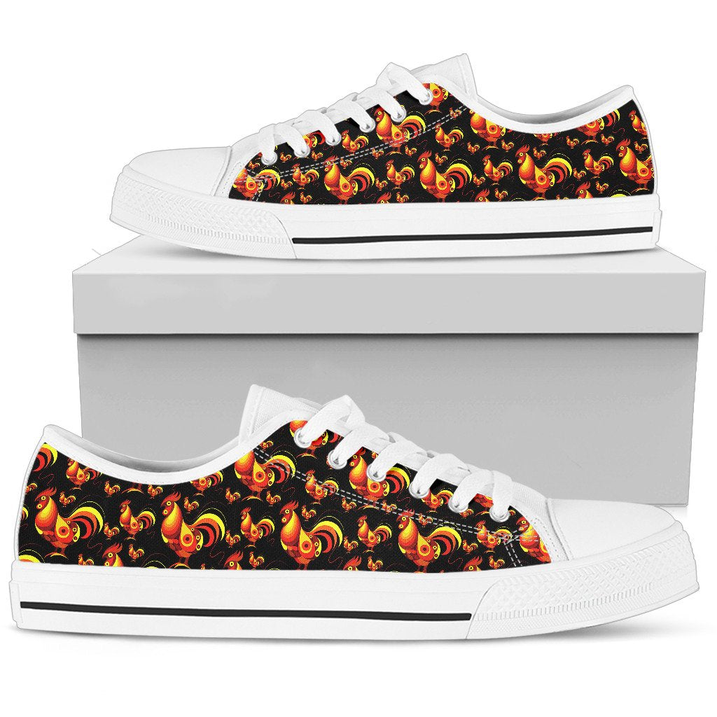 Rooster Print Themed Women Low Top Shoes-JTAMIGO.COM