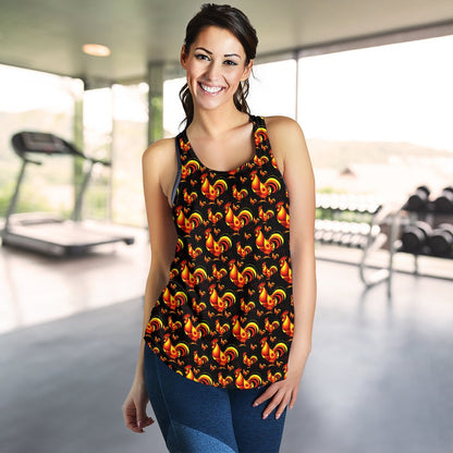 Rooster Print Themed Women Racerback Tank Top