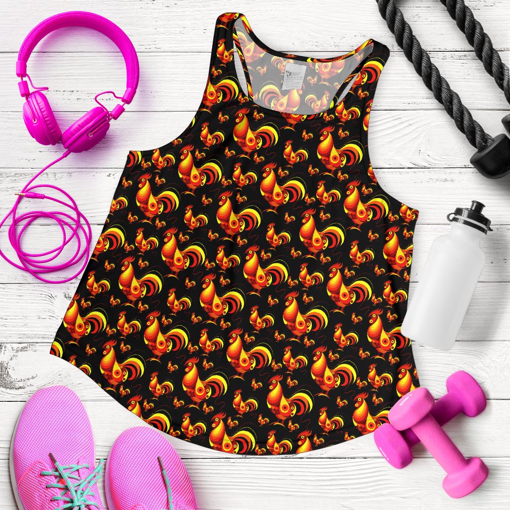 Rooster Print Themed Women Racerback Tank Top