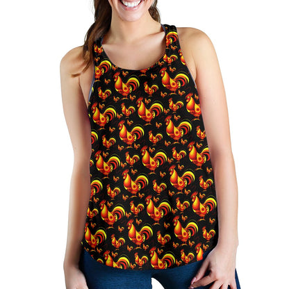 Rooster Print Themed Women Racerback Tank Top