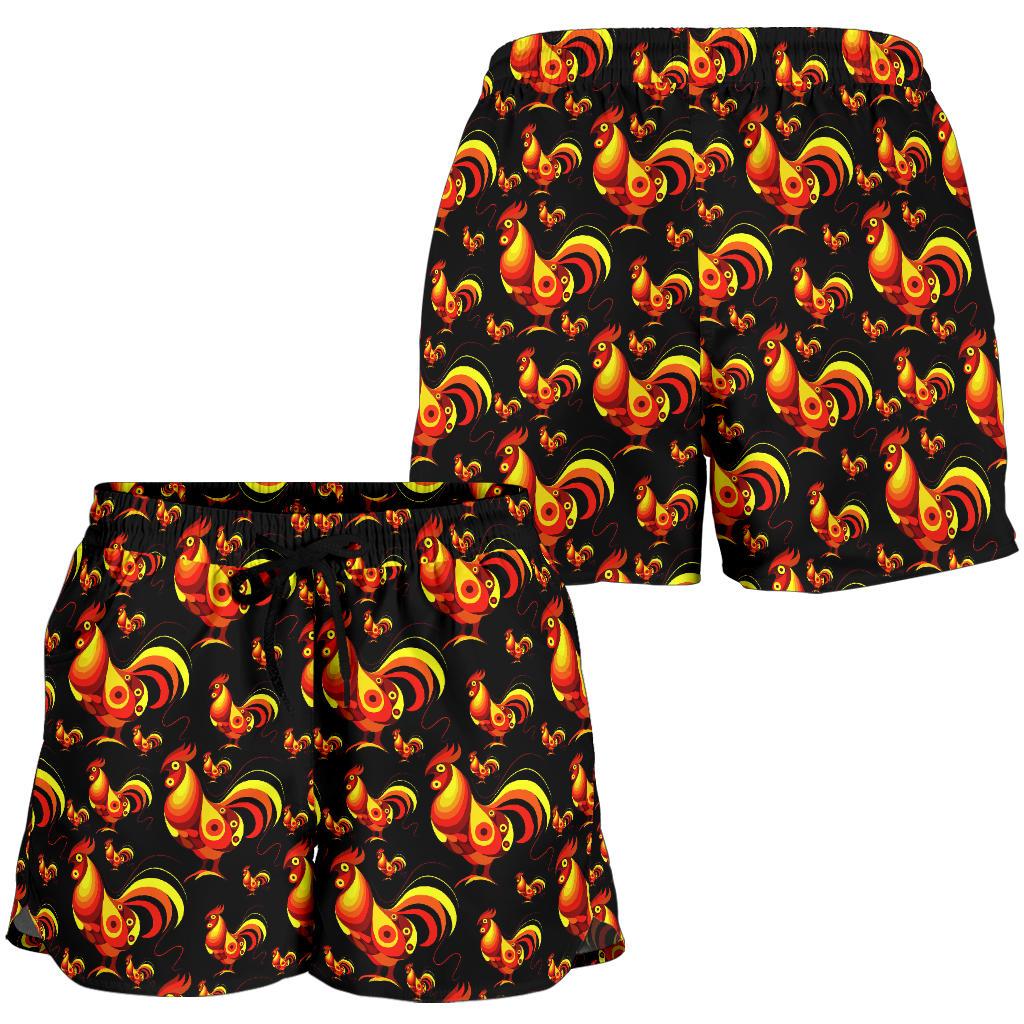 Rooster Print Themed Women Shorts-JTAMIGO.COM