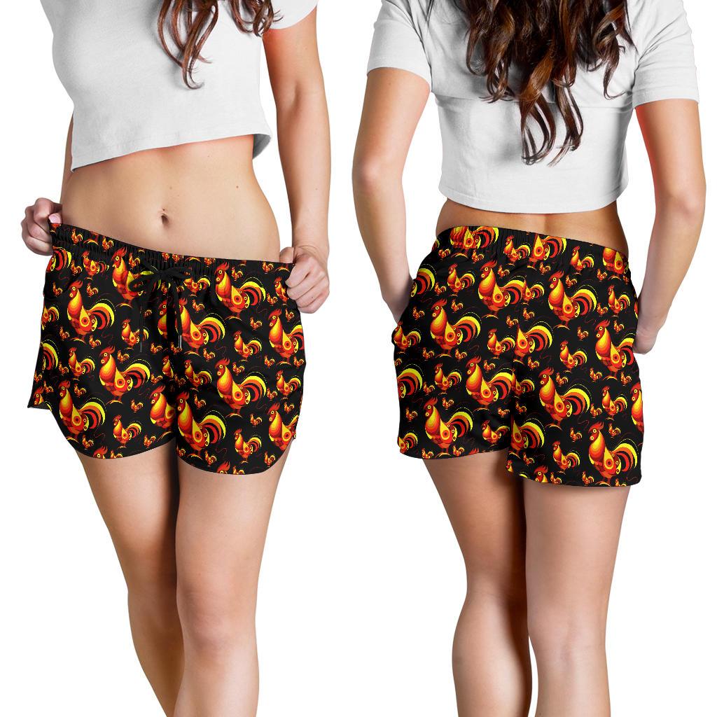 Rooster Print Themed Women Shorts-JTAMIGO.COM