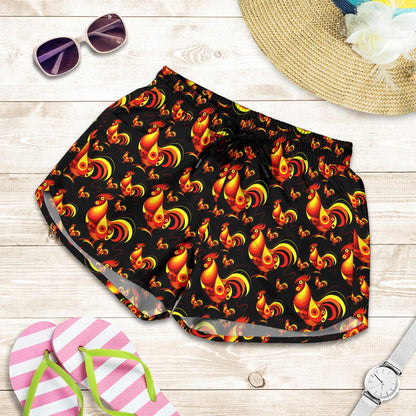 Rooster Print Themed Women Shorts-JTAMIGO.COM
