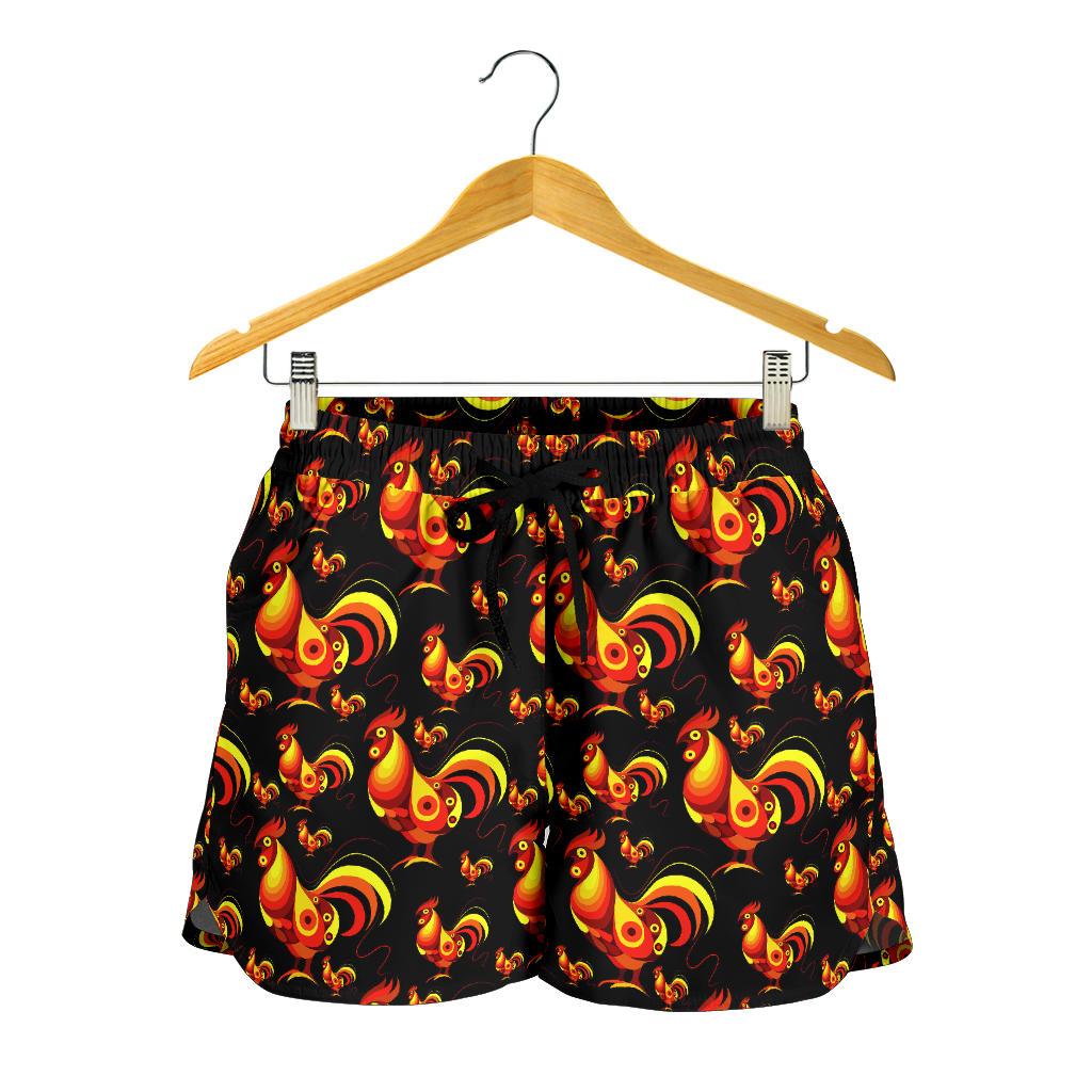 Rooster Print Themed Women Shorts-JTAMIGO.COM