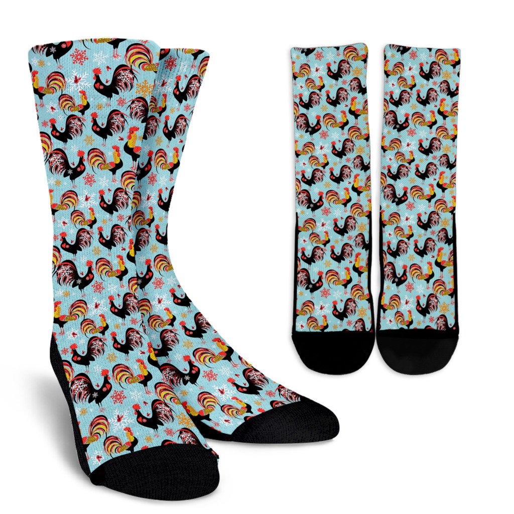 Rooster Themed Design Crew Socks