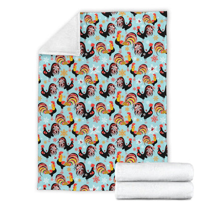 Rooster Themed Design Fleece Blanket