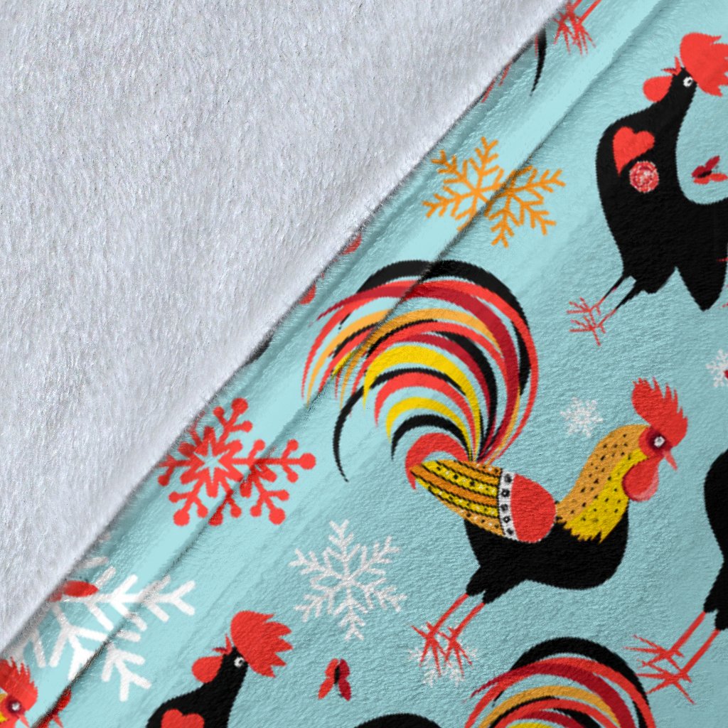 Rooster Themed Design Fleece Blanket