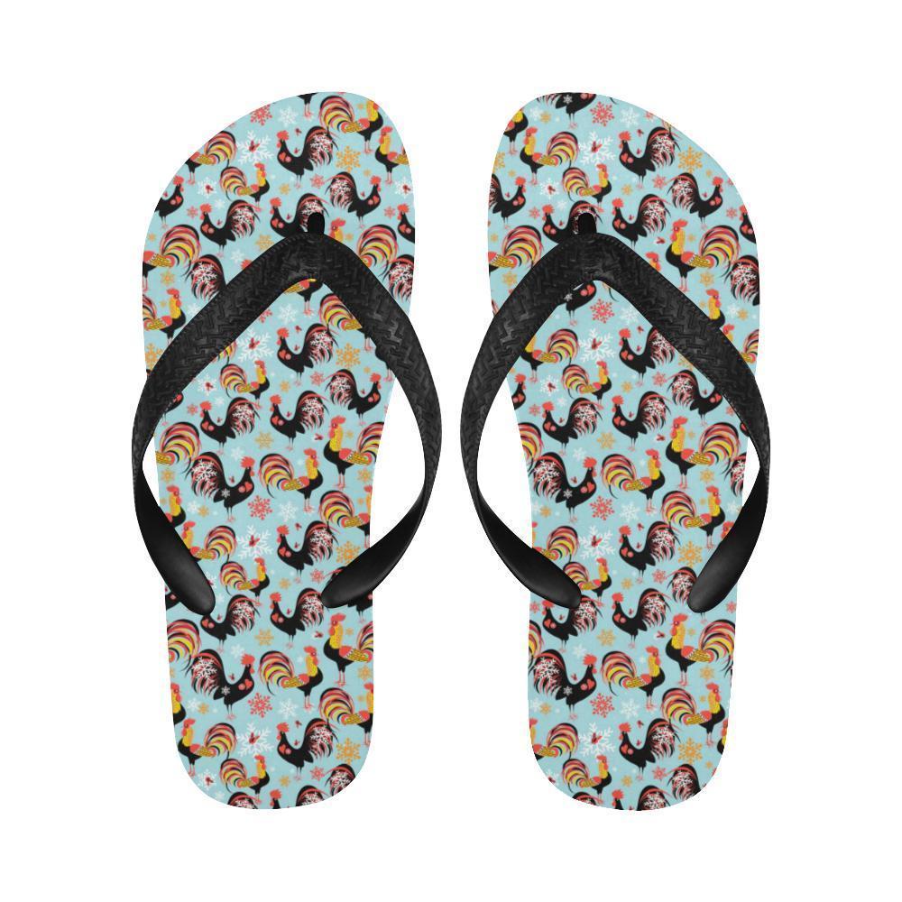 Rooster Themed Design Flip Flops-JTAMIGO.COM