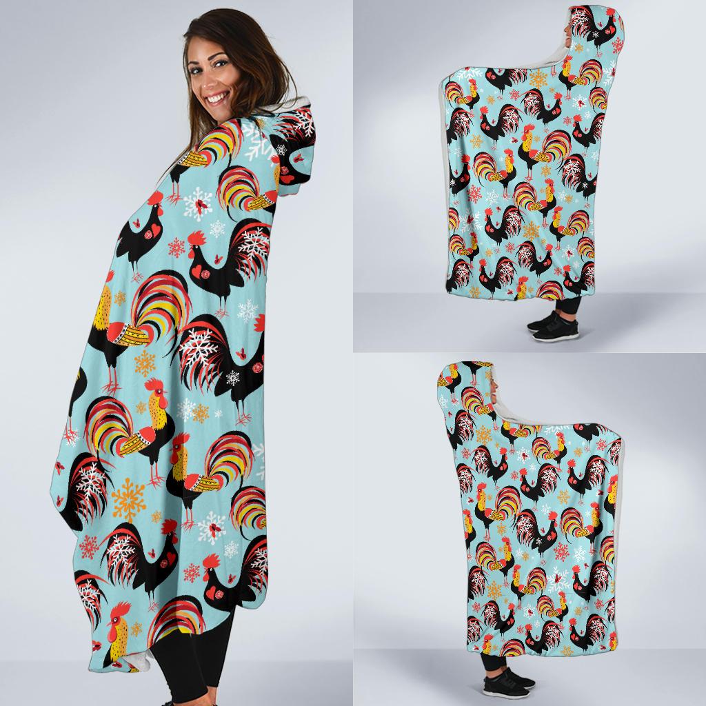 Rooster Themed Design Hooded Blanket-JTAMIGO.COM