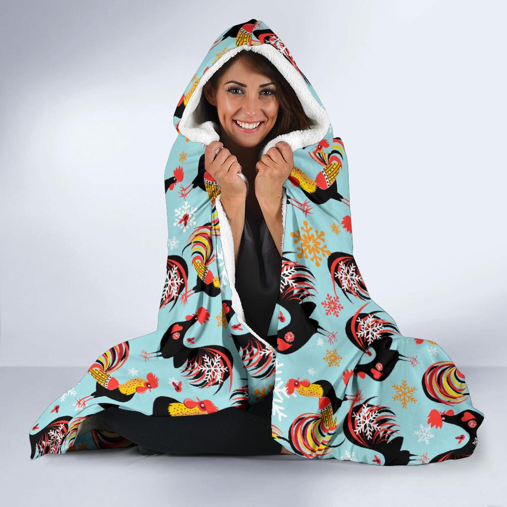 Rooster Themed Design Hooded Blanket-JTAMIGO.COM