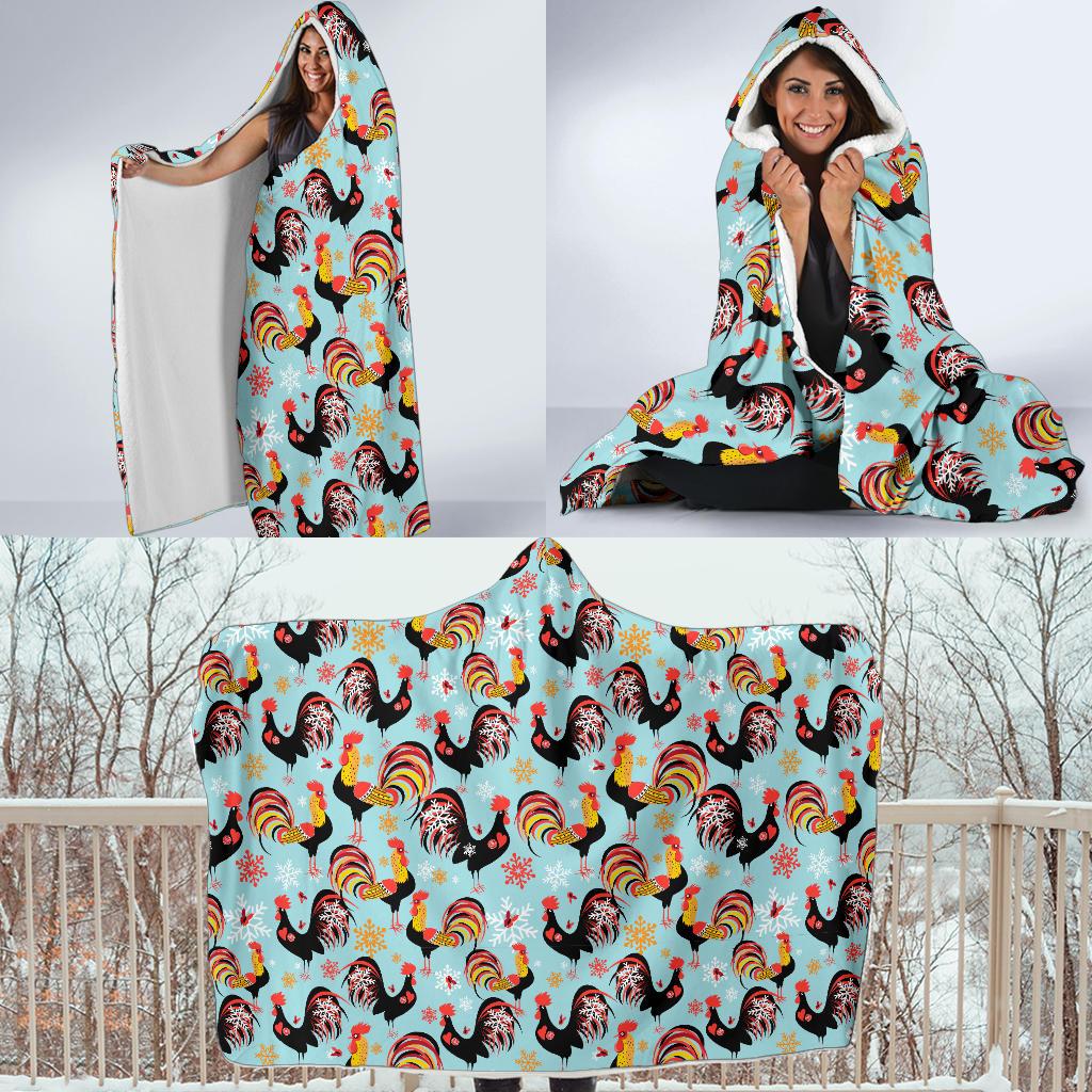 Rooster Themed Design Hooded Blanket-JTAMIGO.COM