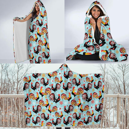 Rooster Themed Design Hooded Blanket-JTAMIGO.COM