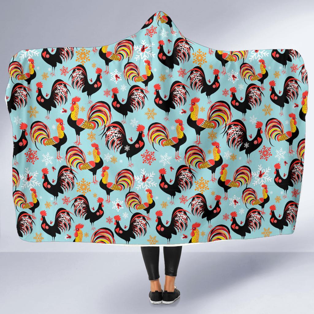 Rooster Themed Design Hooded Blanket-JTAMIGO.COM