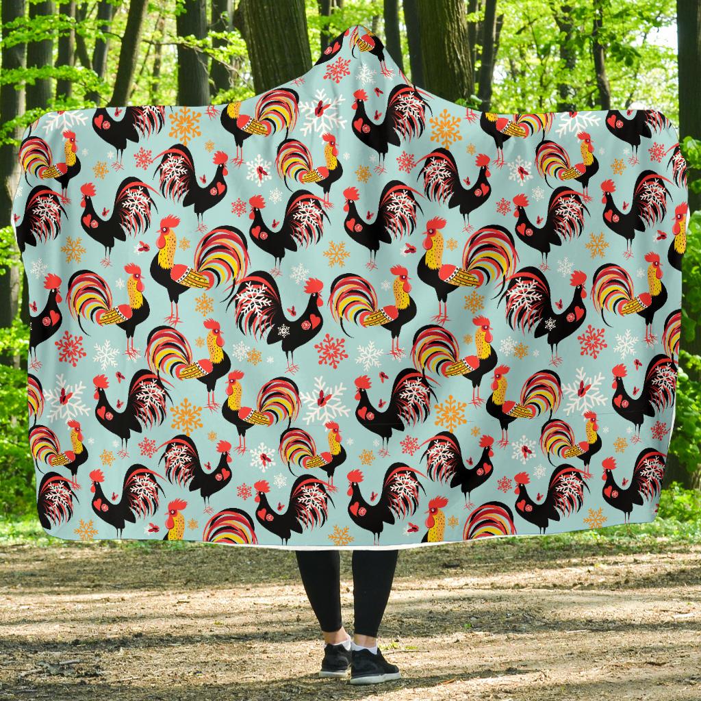 Rooster Themed Design Hooded Blanket-JTAMIGO.COM