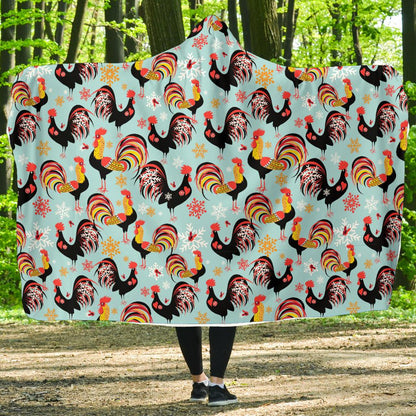 Rooster Themed Design Hooded Blanket-JTAMIGO.COM