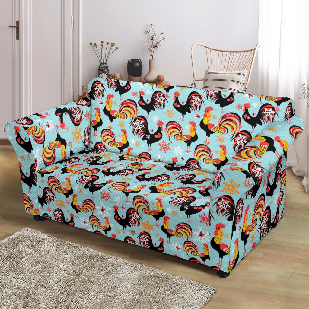 Rooster Themed Design Loveseat Slipcover-JTAMIGO.COM