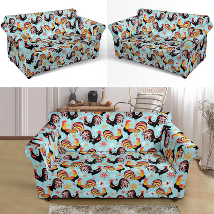Rooster Themed Design Loveseat Slipcover-JTAMIGO.COM