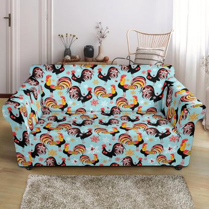 Rooster Themed Design Loveseat Slipcover-JTAMIGO.COM