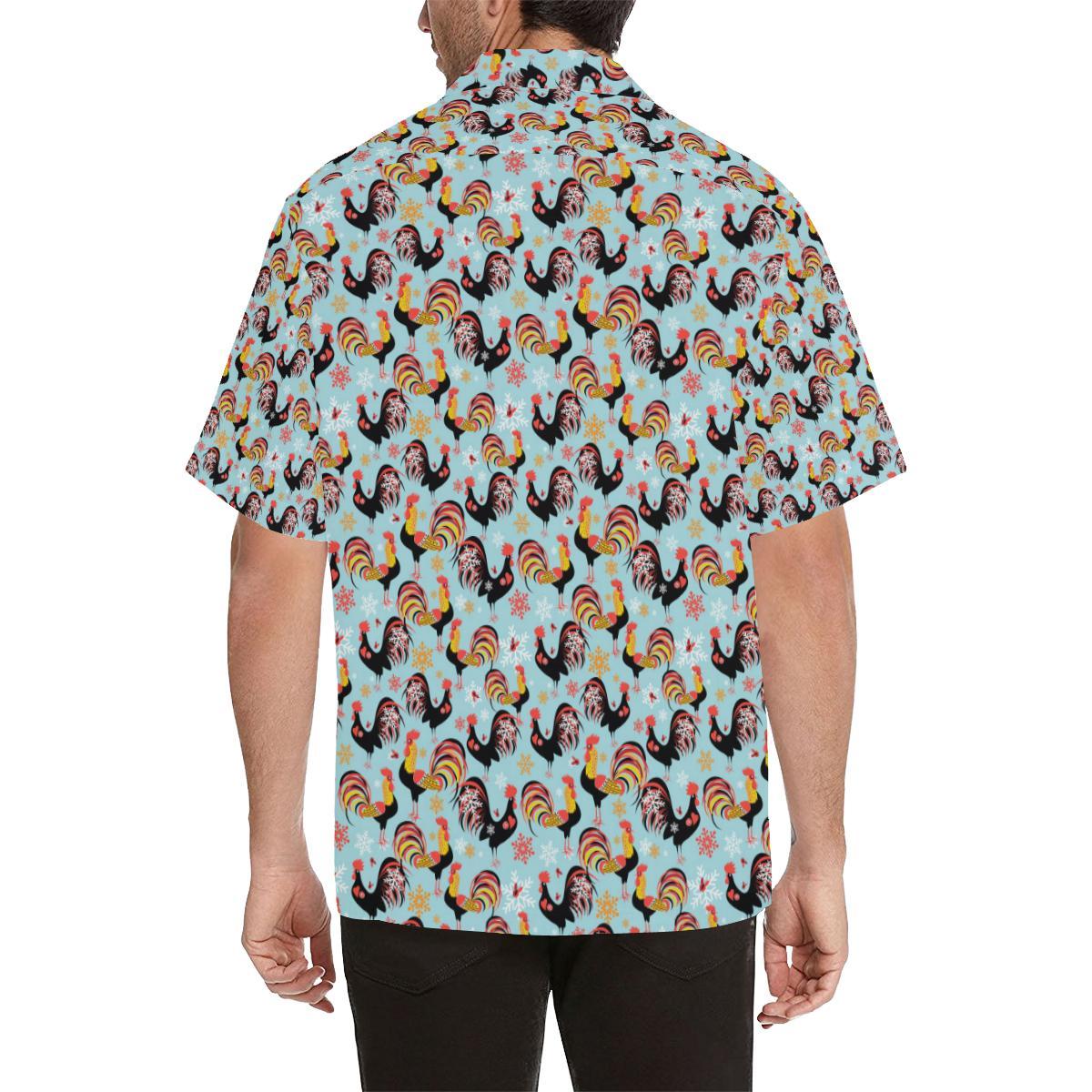 Rooster Themed Design Men Aloha Hawaiian Shirt