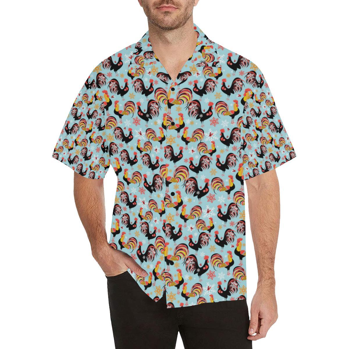 Rooster Themed Design Men Aloha Hawaiian Shirt
