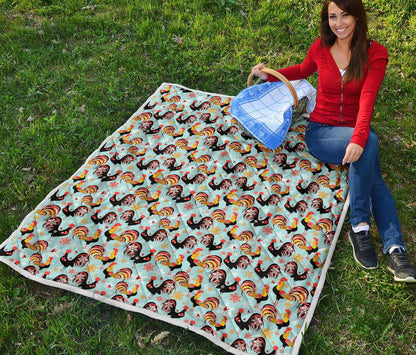 Rooster Themed Design Premium Quilt-JTAMIGO.COM