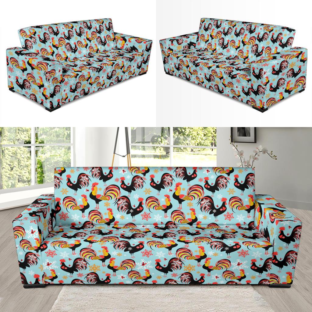Rooster Themed Design Sofa Slipcover-JTAMIGO.COM