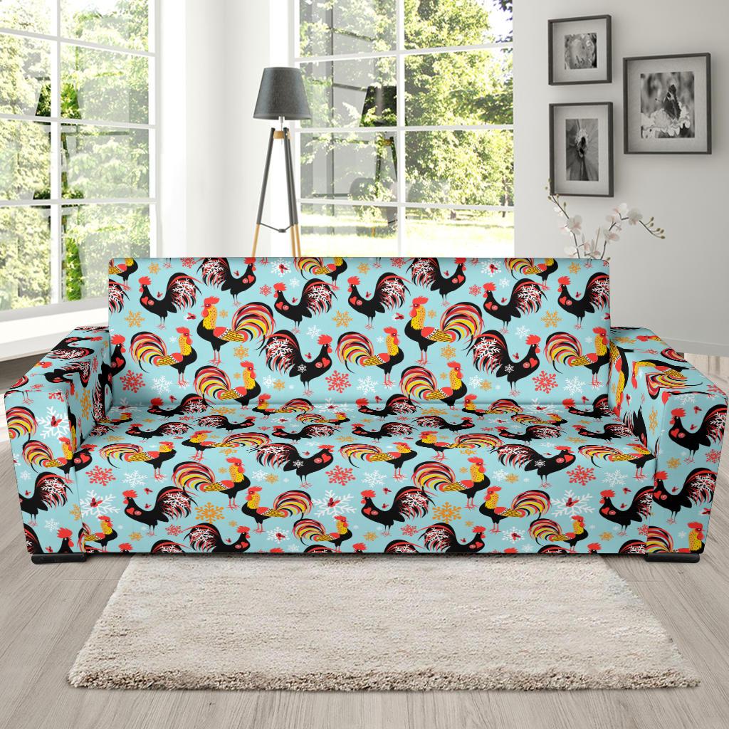 Rooster Themed Design Sofa Slipcover-JTAMIGO.COM