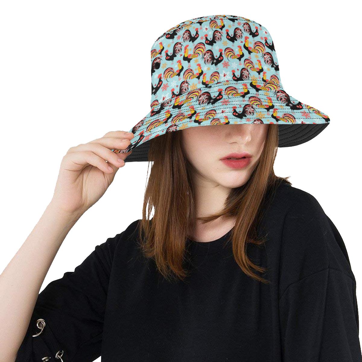Rooster Themed Design Unisex Bucket Hat