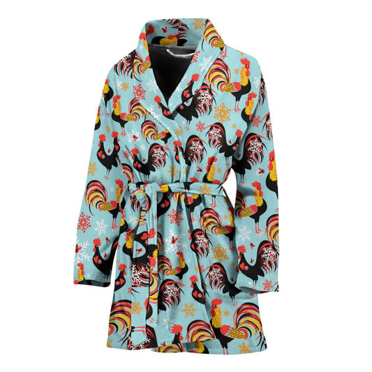 Rooster Themed Design Women Bath Robe-JTAMIGO.COM