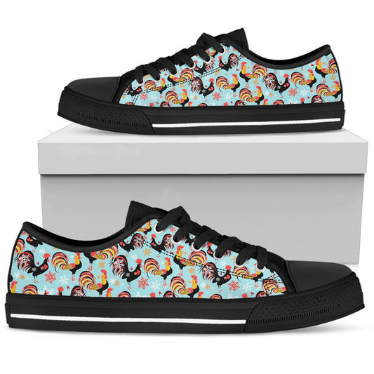 Rooster Themed Design Women Low Top Shoes-JTAMIGO.COM