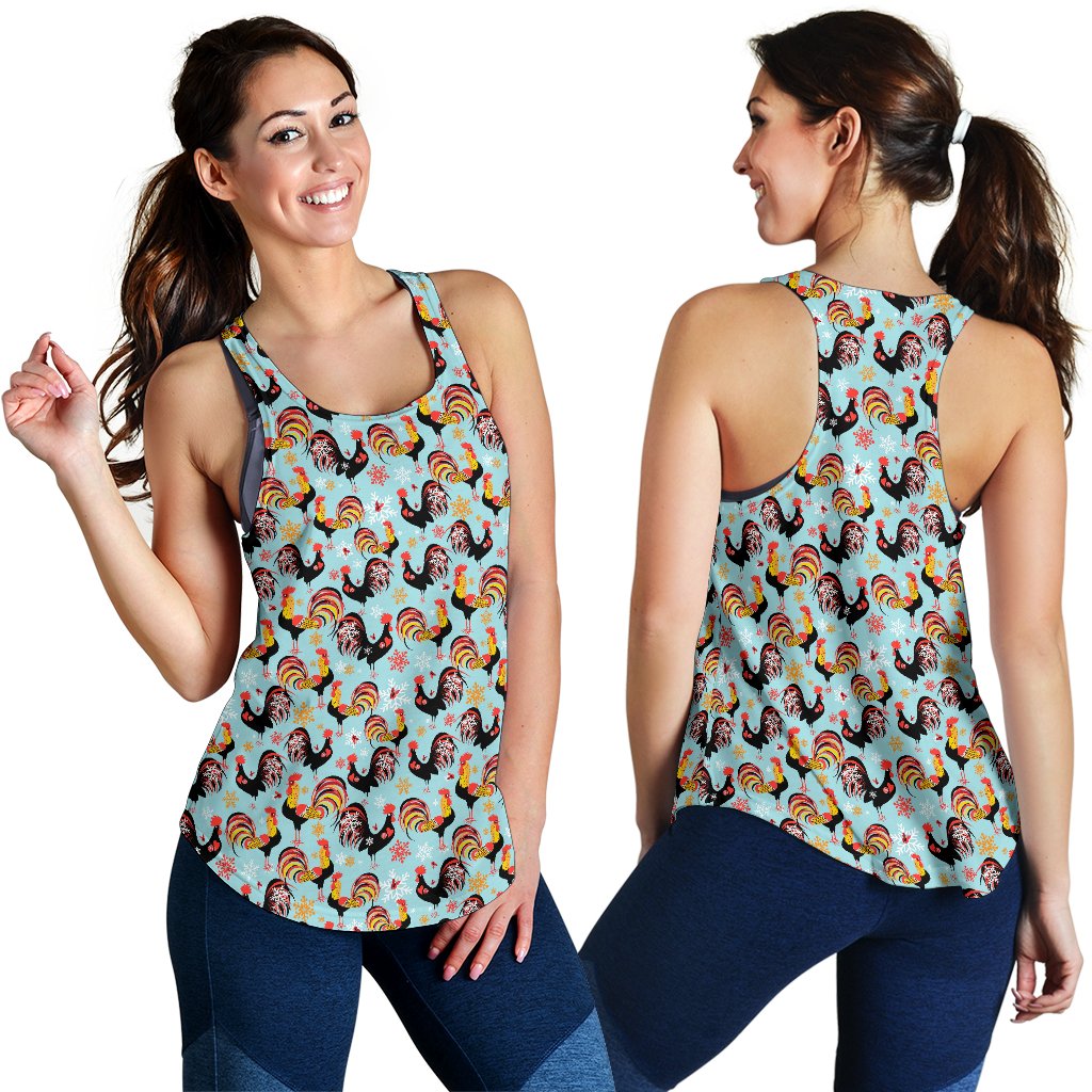 Rooster Themed Design Women Racerback Tank Top