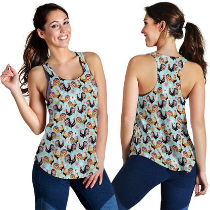 Rooster Themed Design Women Racerback Tank Top