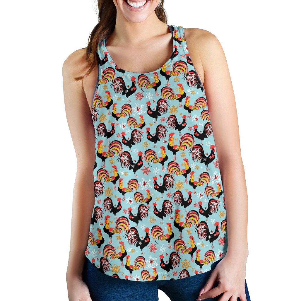 Rooster Themed Design Women Racerback Tank Top